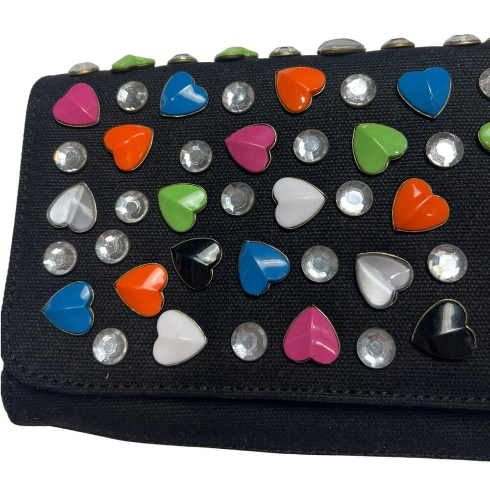 NWT Betsey Johnson Rare Candy Shop Colorful Hearts EW Flap Clutch Bag $150 - Picture 5 of 11